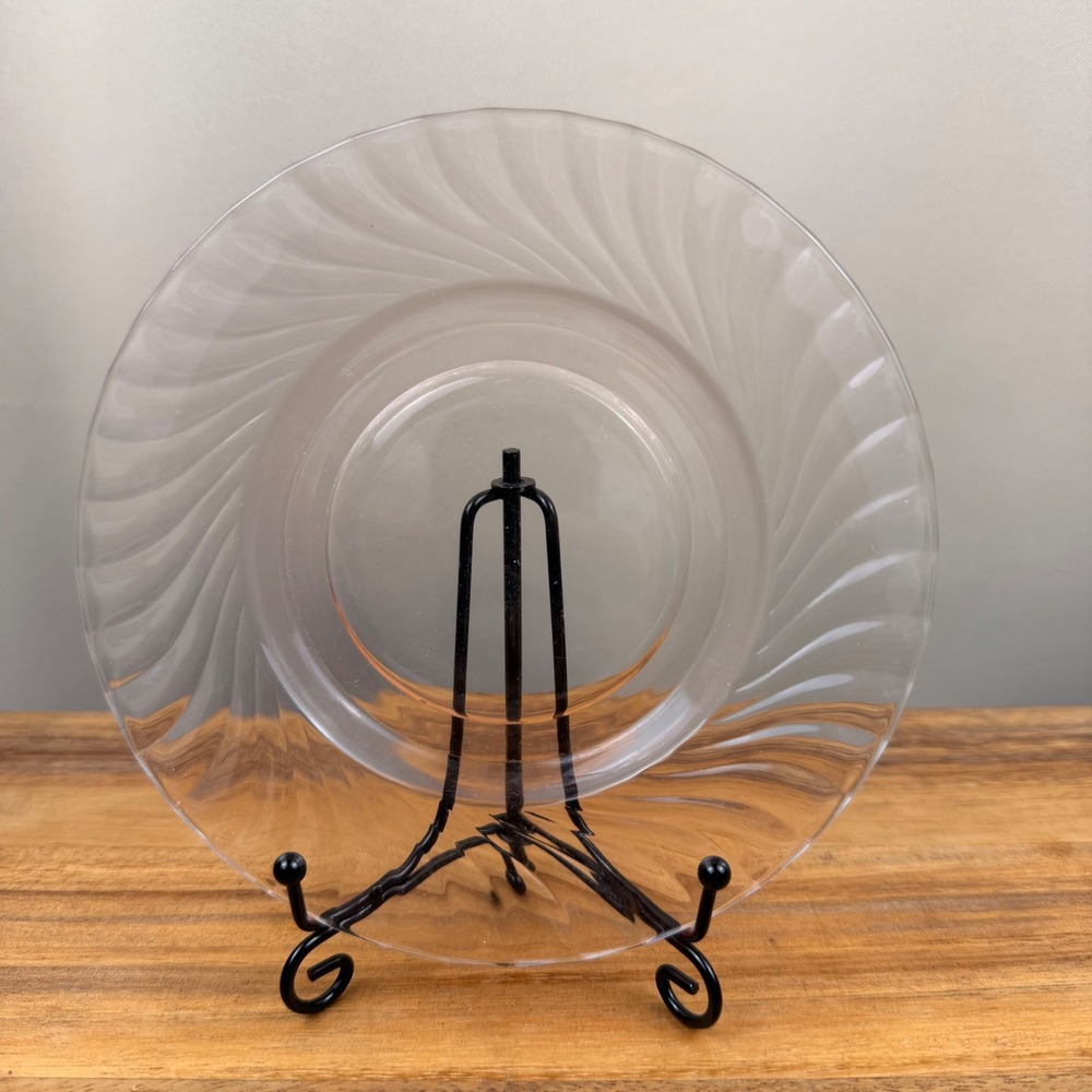 Arcoroc Rosaline Pink Swirl Glass Saucer Plate 5.25 Inch Vintage France
